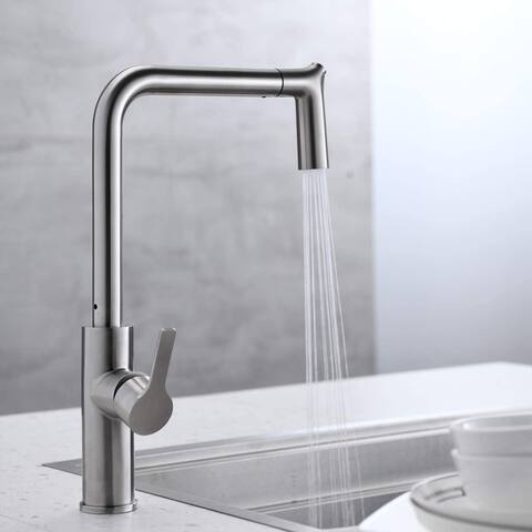 Single Level Kitchen Sink Faucets with Pull Down Sprayer