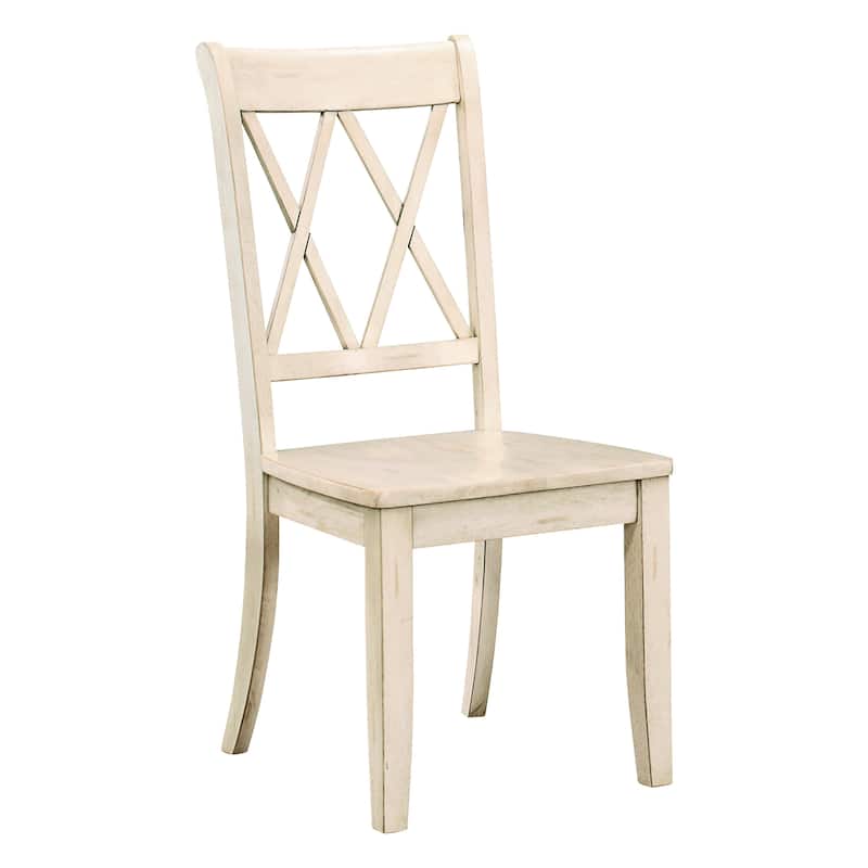 Casual Teal Finish Side Chairs Set of 2 Pine Veneer Transitional Double-X Back Design Dining Room Furniture - White