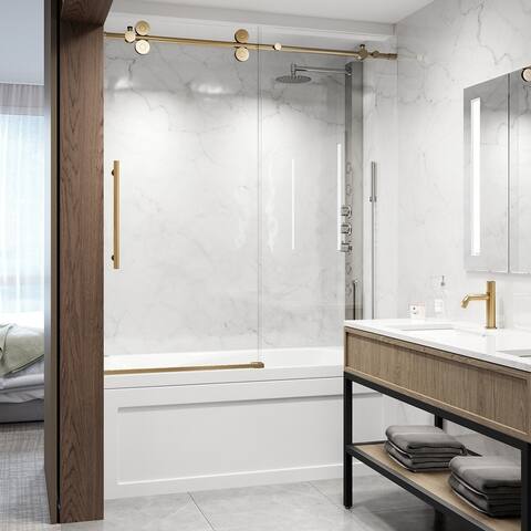 VIGO Elan 60" x 66" Frameless Sliding Tub Door with Laminated Glass and Handle