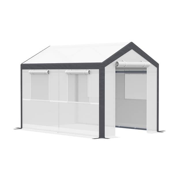 Outsunny 6' x 3.5' x 5' Outdoor Walk-in Tunnel Greenhouse with Roll-Up Window & PVC Weather Cover Zippered Door Outsunny 6' x 3.5' x 5' Outdoor Walk-in Tunnel Greenhouse with Roll-Up Window & PVC Weather Cover Zippered Door