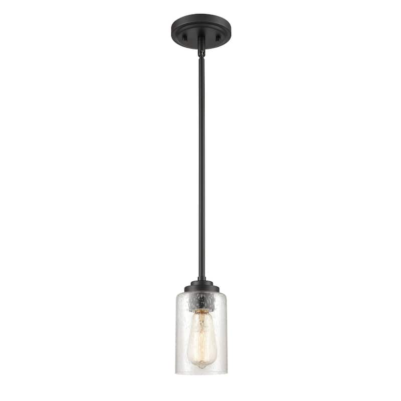 Millennium Lighting Moven 1 Light Mini-Pendant in Multiple Finishes with Seeded Glass Shade
