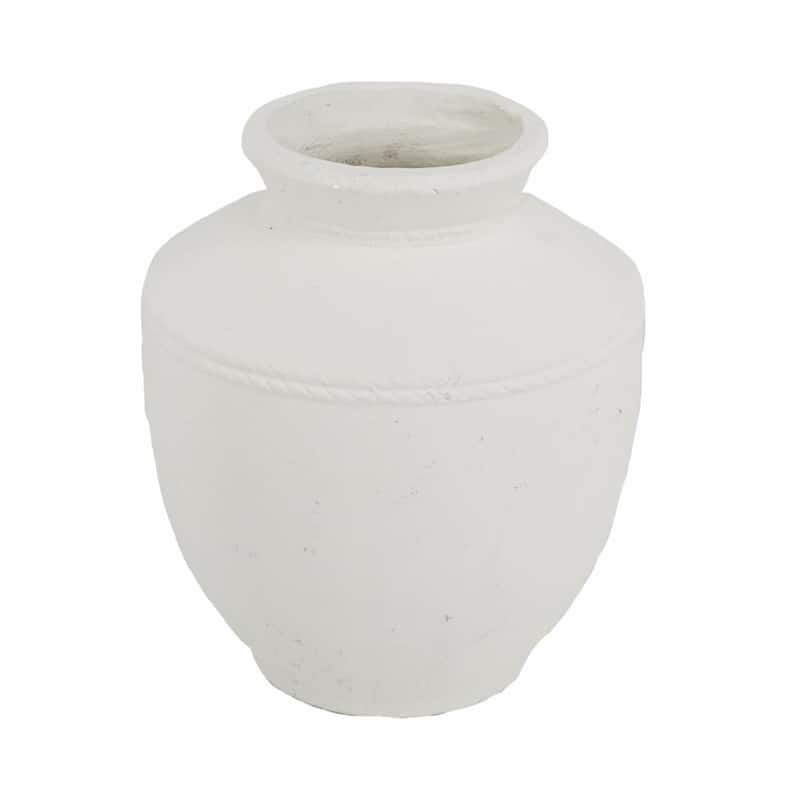 16" White Terracotta Round Jug Vase - 8.00