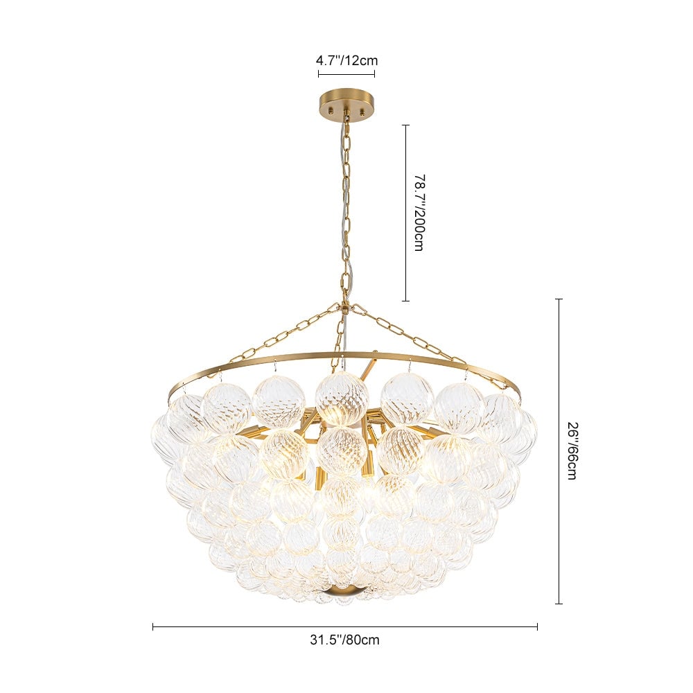 Modern Glam Bowl Twisted Glass Cluster Bubble Chandelier