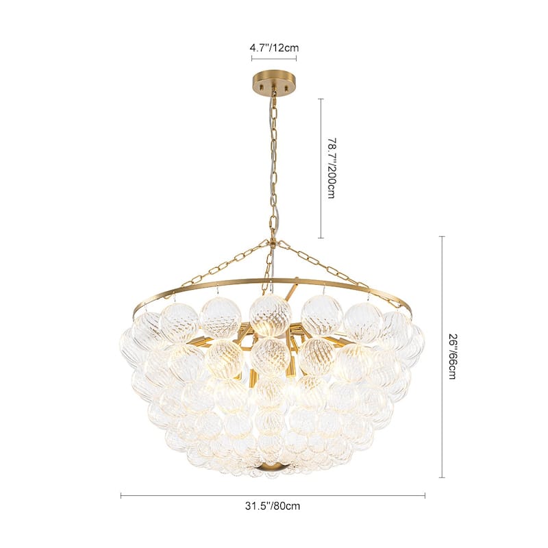 Modern Glam Bowl Twisted Glass Cluster Bubble Chandelier