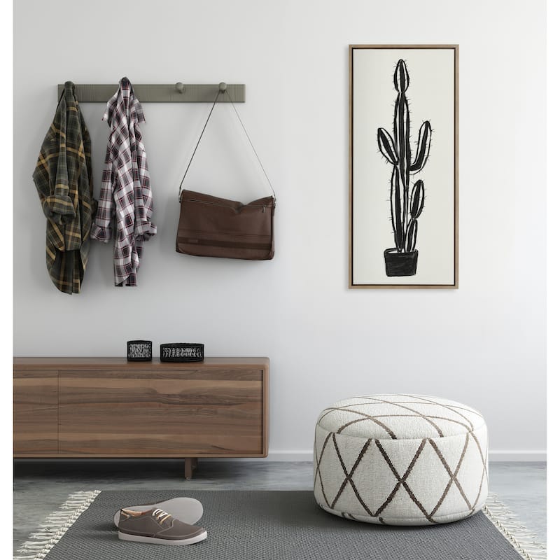 Kate and Laurel Sylvie 664 Cactus Pot BW Framed Canvas by Teju Reval