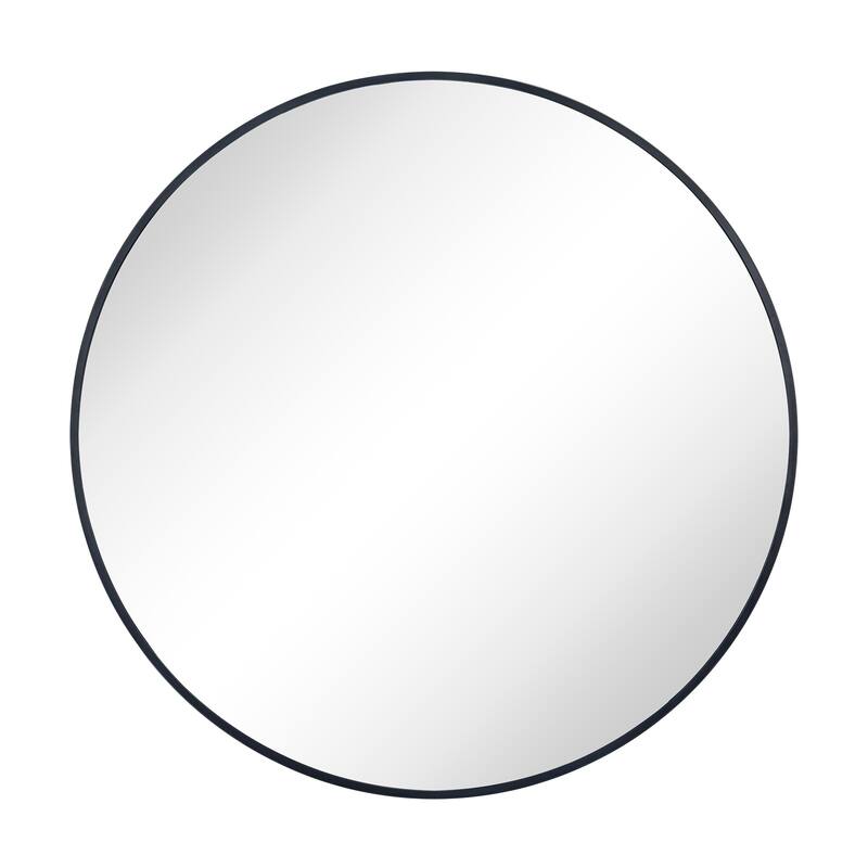 Surface Mount Black Circular Round Bathroom Medicine Cabinet with Mirror and adjustable shelves - 26" x 26"