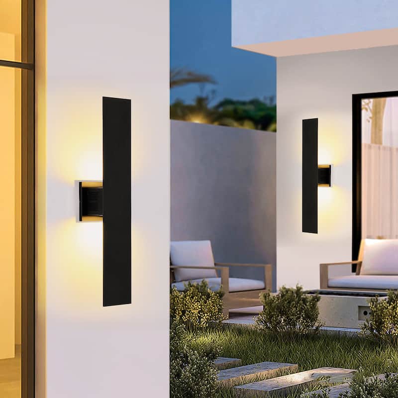 23.6 in. Modern Black Outdoor Wall Lights Dimmable Linear Integrated LED Wall Sconce - 4.7 in. W x 23.6 in. H x 2.3 in. D