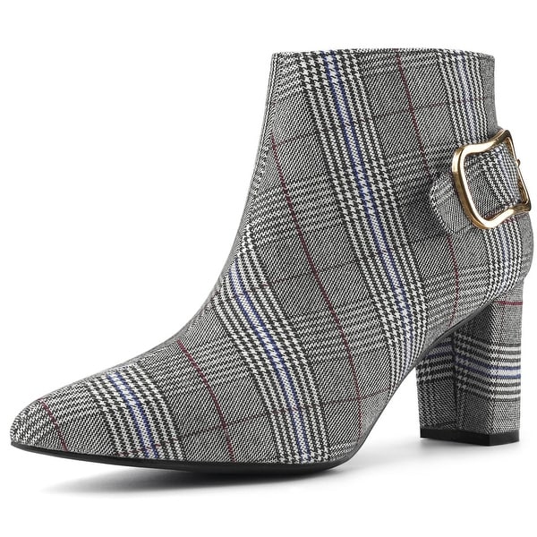 plaid booties womens