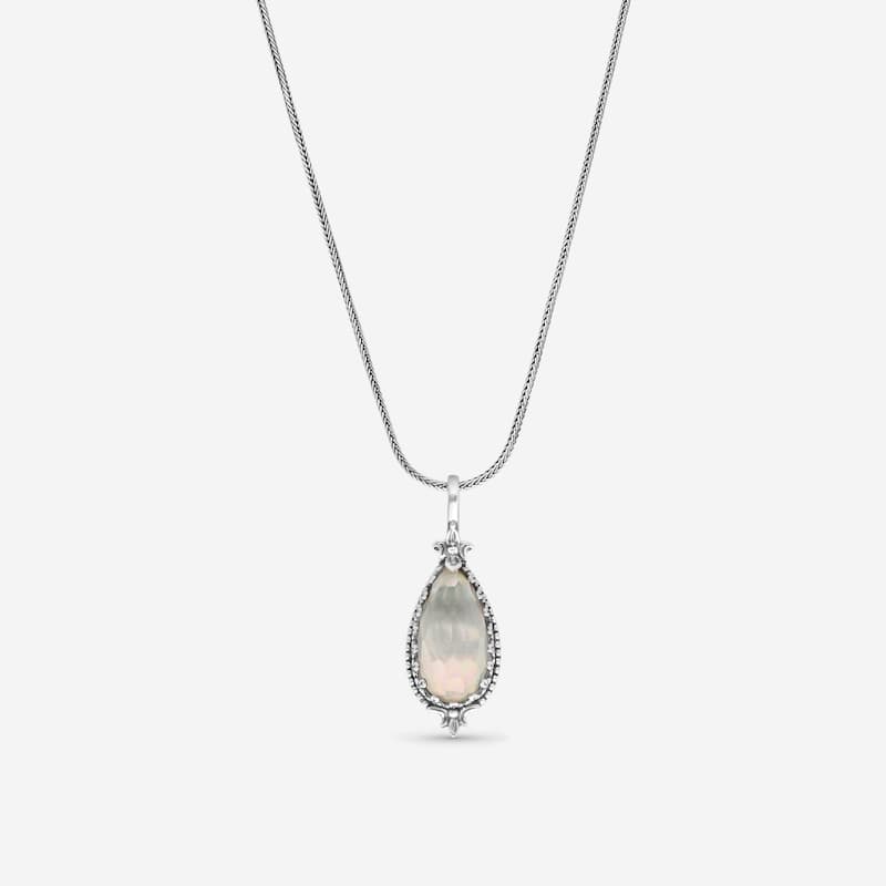 Konstantino Auro Sterling Silver, Rock Crystal Doublet Pendant Necklace - Silver - Pendant: 1.5"