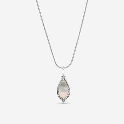 Konstantino Auro Sterling Silver, Rock Crystal Doublet Pendant Necklace - Silver - Pendant: 1.5"