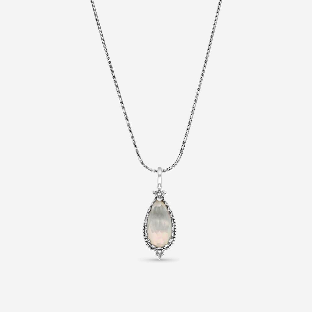 Konstantino Auro Sterling Silver, Rock Crystal Doublet Pendant Necklace - Silver - Pendant: 1.5"