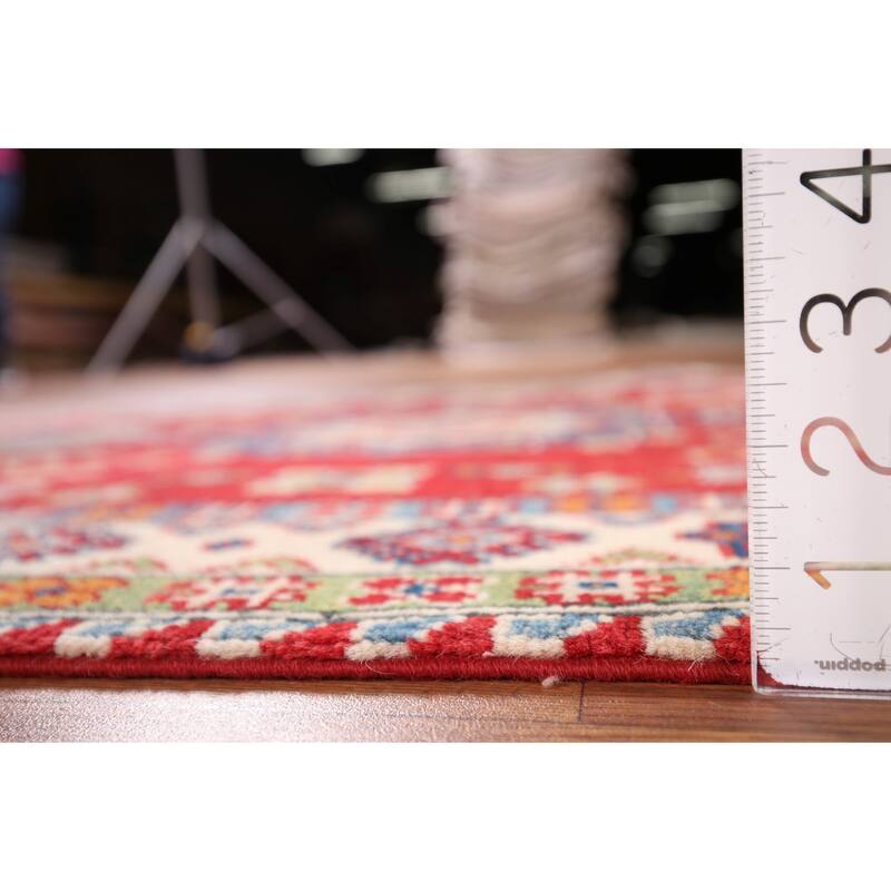 Red Kazak Oriental Accent Rug Handmade Wool Carpet - 3'2" x 5'6"