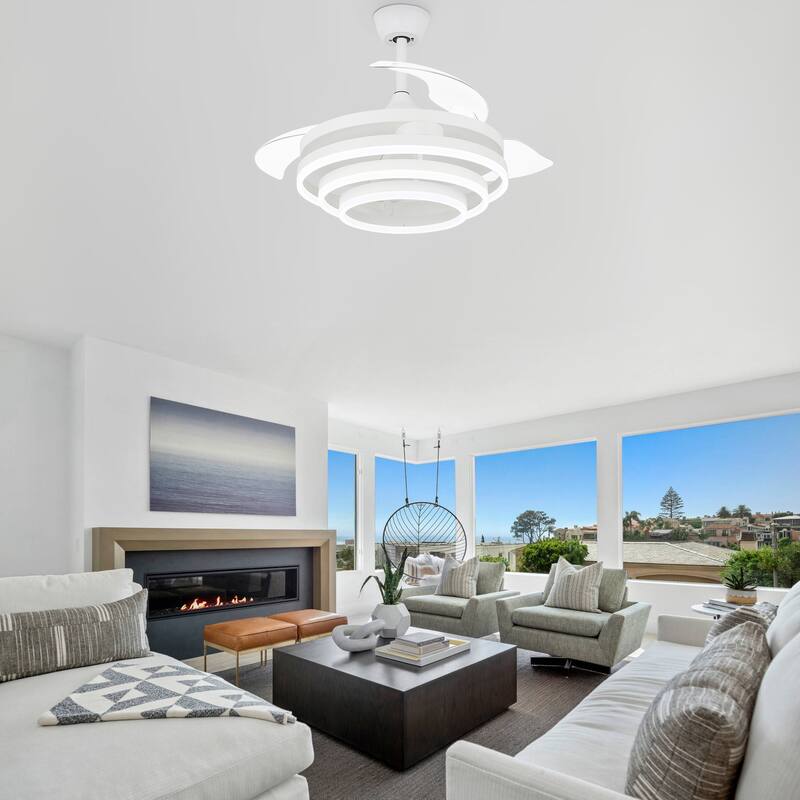 Oaks Aura 42in. LED DIY Shape Modern Ring Ceiling Fan With Lights, 6-Speed Latest DC Motor Remote Control Rose Ceiling Fan