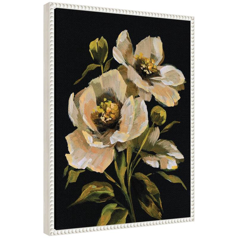 Kate and Laurel Sylvie Moody Floral 8 Framed Canvas by Annie Quigley - 18x24 - White