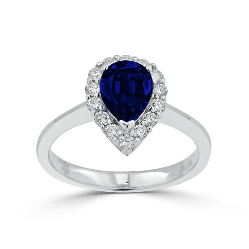 Auriya 18k Gold 1 1/3ct Pear-cut Sapphire Halo Diamond Ring 1/3ct TDW