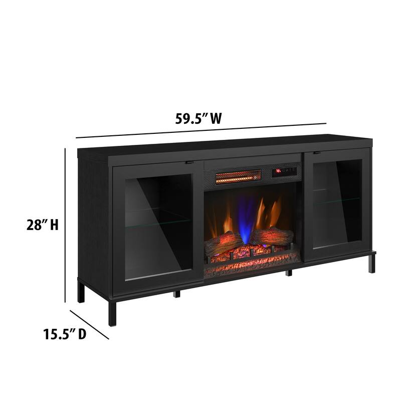duraflame® Electric Fireplace TV Stand with Modern LED Lights and Storage, Black