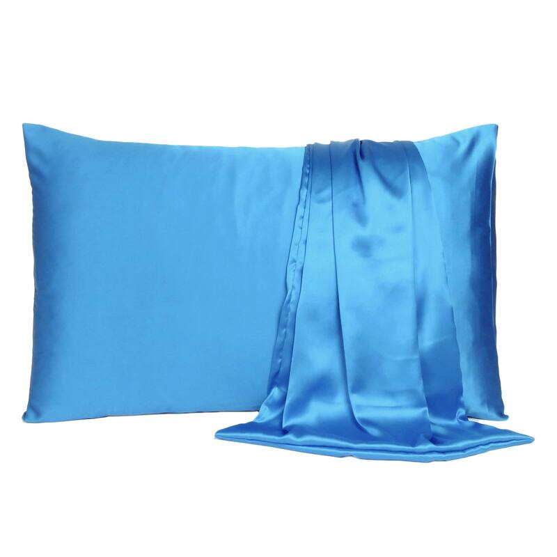 HomeRoots Bright Blue Dreamy Set Of 2 Silky Satin Queen Pillowcases - Blue - 20' X '30' X '1