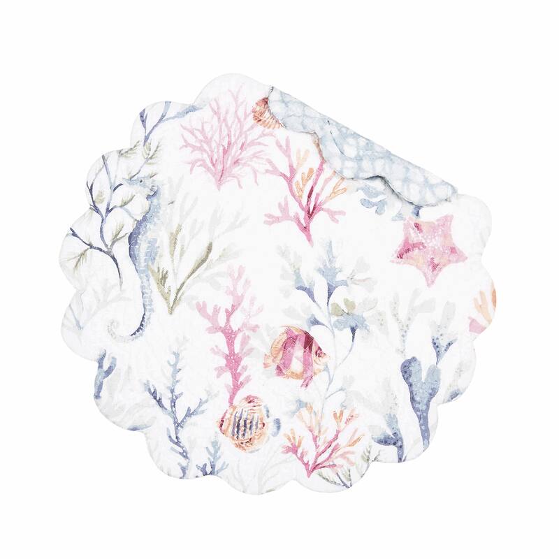 Nori Coral Round Quilted Placemat Set 6