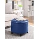 preview thumbnail 27 of 48, Copper Grove Chrysanthemum Round Storage Ottoman Blue Faux Leather