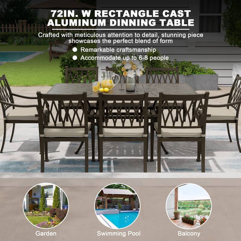 8 - Person Rectangular Outdoor Dining Set with Cushions