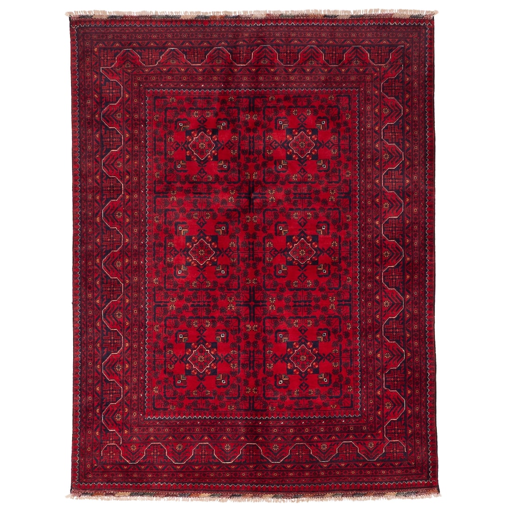 ECARPETGALLERY Hand-knotted Finest Khal Mohammadi Red Wool Rug - 4'11 x 6'6