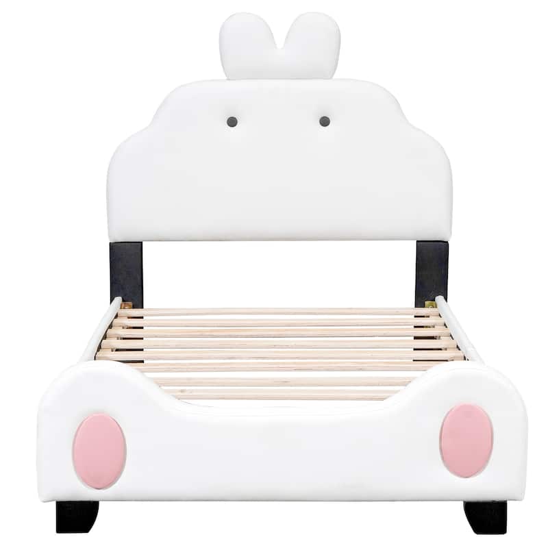 Twin Size Upholstered Platform Bed with Cute Cartoon Headboard ...