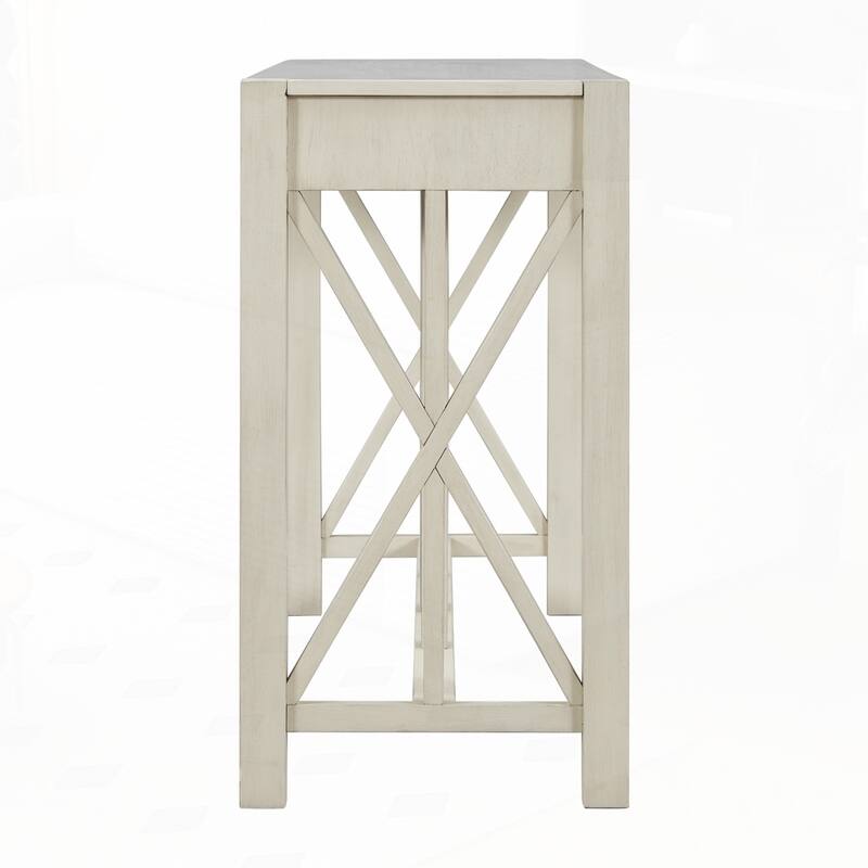 Crisscross Design Entryway Table with Open Bottom Storage