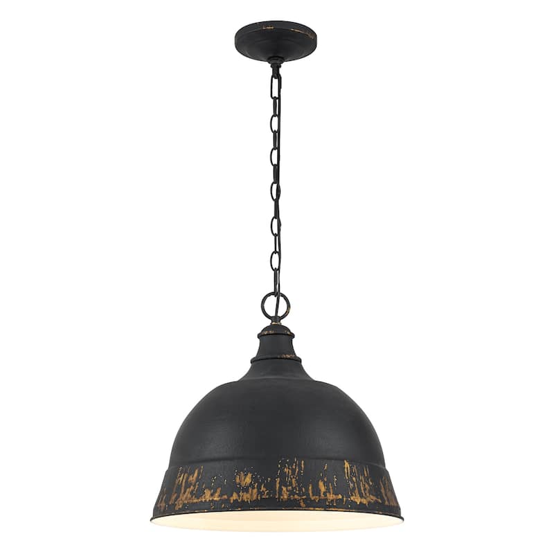 2-Light Farmhouse Pendant Light with Distressed Gold Dome Shade - 2-Lights