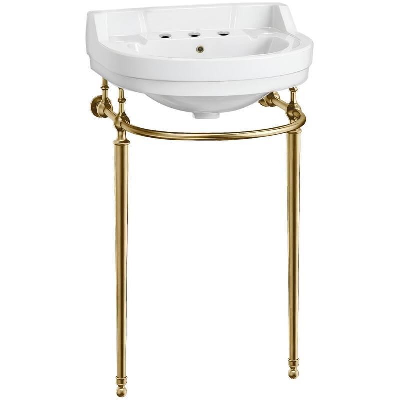 Whitehaus WHV022-L32-3H 21-5/8" Specialty Vitreous China Console - White / Polished Brass