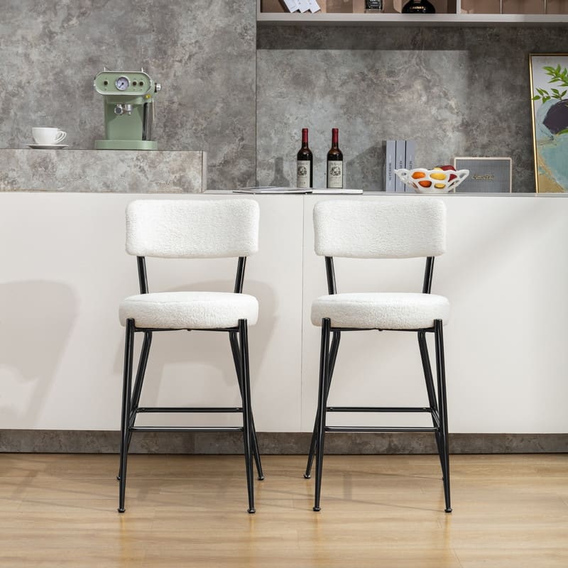 Mixoy 24"Counter Height Modern Teddy Fleece Bar Stools with Metal Legs