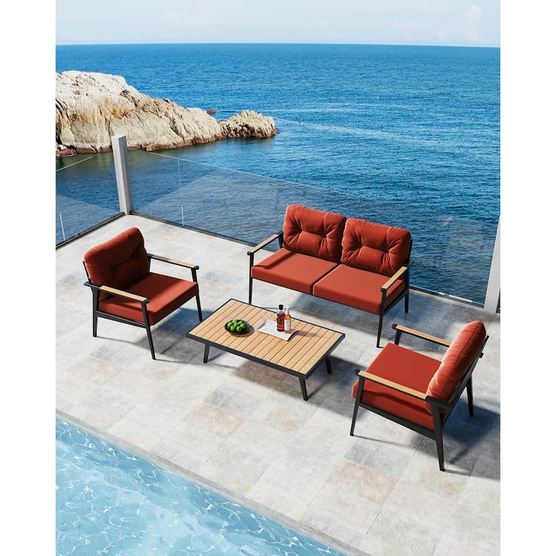 WINSOON 24x24 Inch Outdoor Deep Seat Cushion Set,Waterproof and Resistant Set Of 2