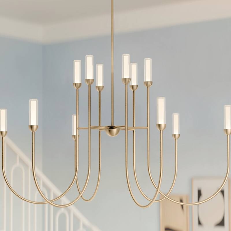 Moraine 50 Inch LED 12 Light 2-Tier Chandelier in Champagne Bronze