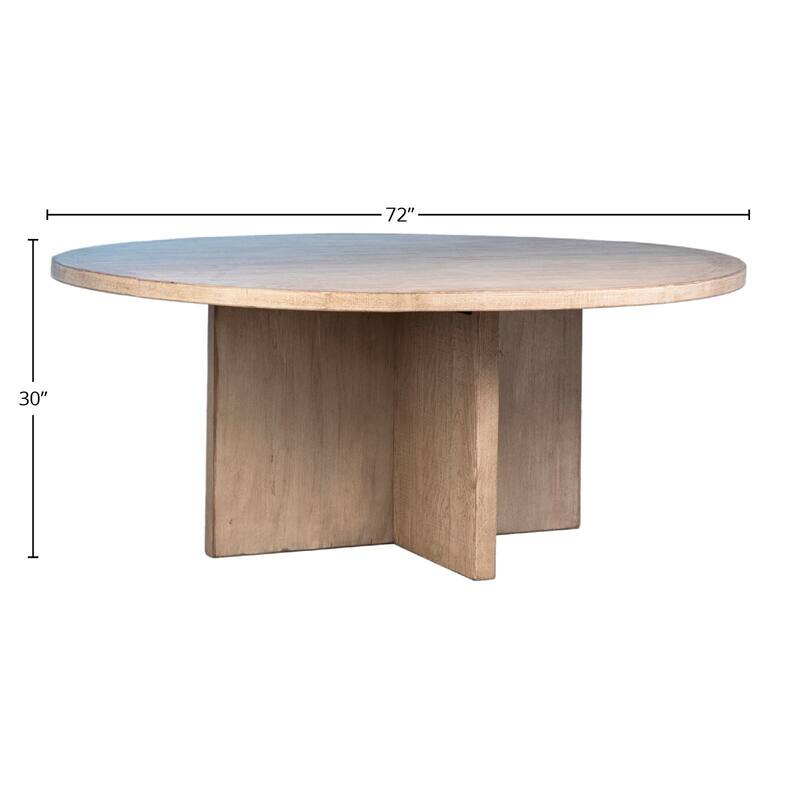 Landon Round Reclaimed Pine Natural Finish Dining Table with Cross Base