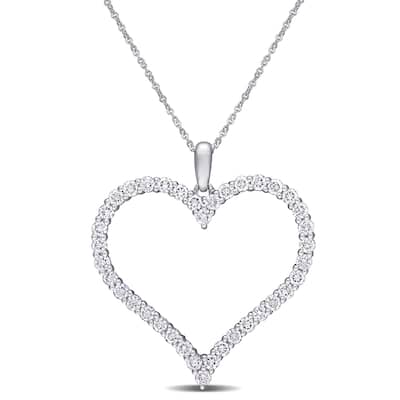 Miadora 1 1/4ct TW Lab Grown Diamond Open Heart Necklace 14k White Gold