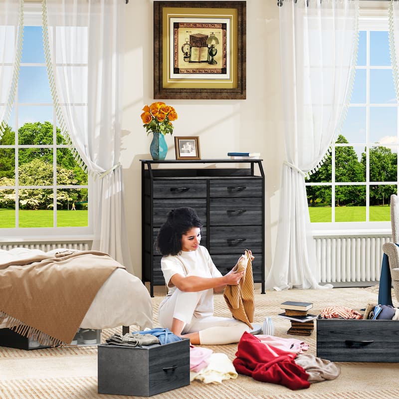 Modern Wide Dresser Storage Tower with 8 Drawers