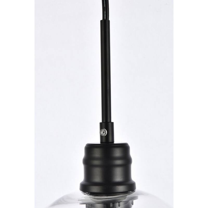 Enzo 1-Light Plug in Pendant with Clear Shade - Black - 8" Diameter