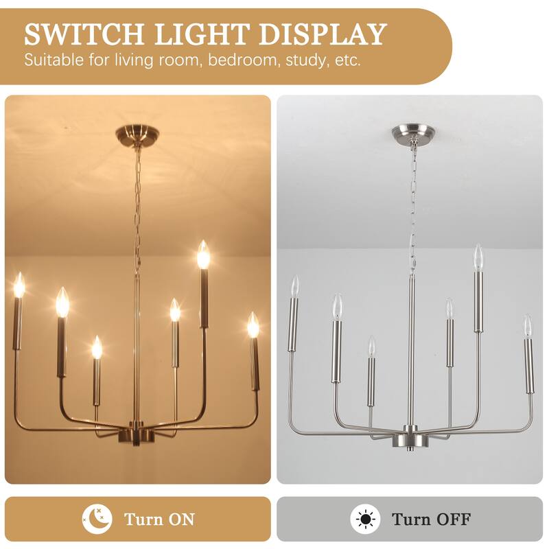 6-Light Candlestick Hanging Linear Chandelier Lighting Ceiling Light for Kitchen Island