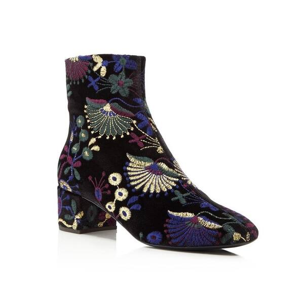 slide 1 of 4, Giuseppe Zanotti Women's Embroidered Velvet Block Heel Booties Black