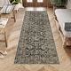 preview thumbnail 26 of 28, Vintage Floral Print Rug Carpet Washable Distressed Area Rugs for Living Room Bedroom 2'x6' - Black