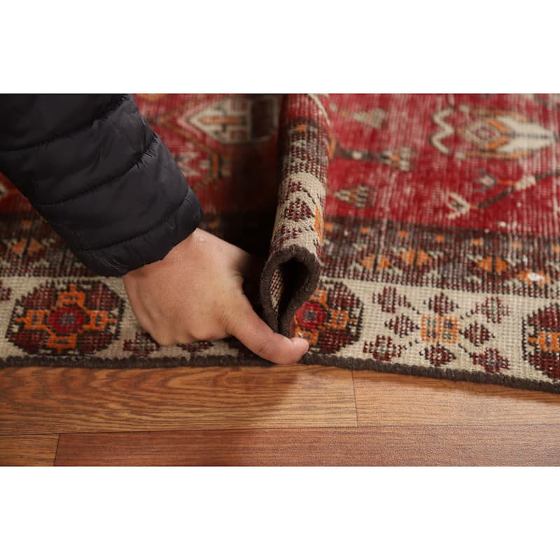 Geometric Balouch Persian Rug Hand-Knotted Traditional Wool Carpet - 3'7" x 6'6"
