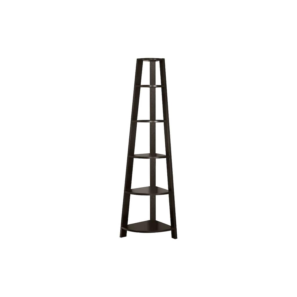 Bookshelf, Bookcase, Etagere, Corner, 5 Tier, 72"h, Office, Bedroom, Laminate, Contemporary, Modern