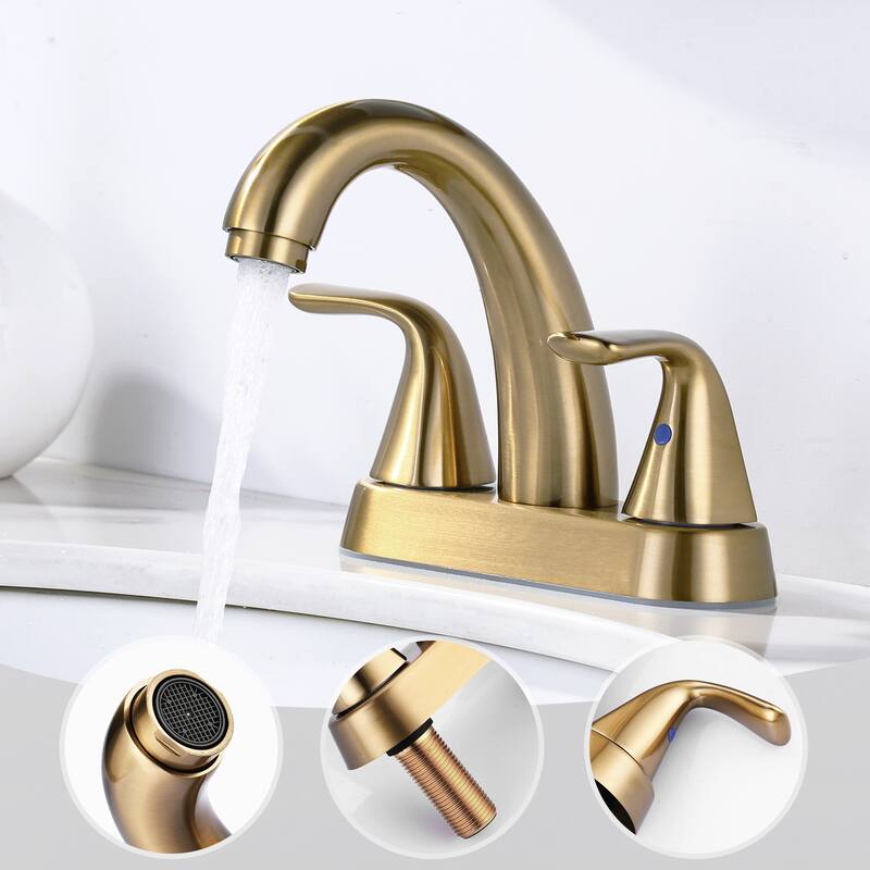 WOWOW 4 in. Centerset Double Handle High Arc Bathroom Sink Faucet