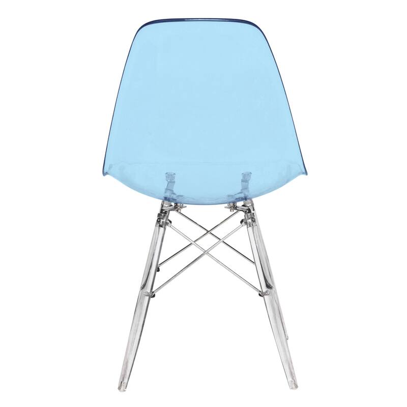 LeisureMod Dover Molded Side Chair with Acrylic Base, Set of 4 - Red - 36 x 32.4 x 16.25