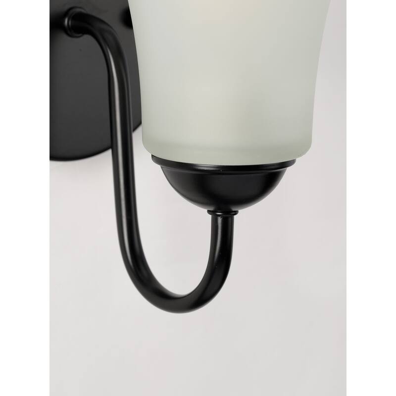 Classic Collection One-Light Matte Black Etched Glass Traditional Bath Vanity Light - 5 in x 7 in x 8 in