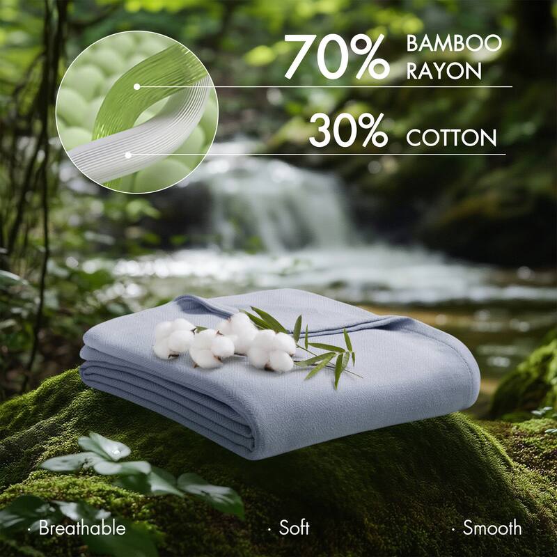 Chelsea Square Rayon from Bamboo Cooling Cotton Lightweight Blanket for Summer Spring