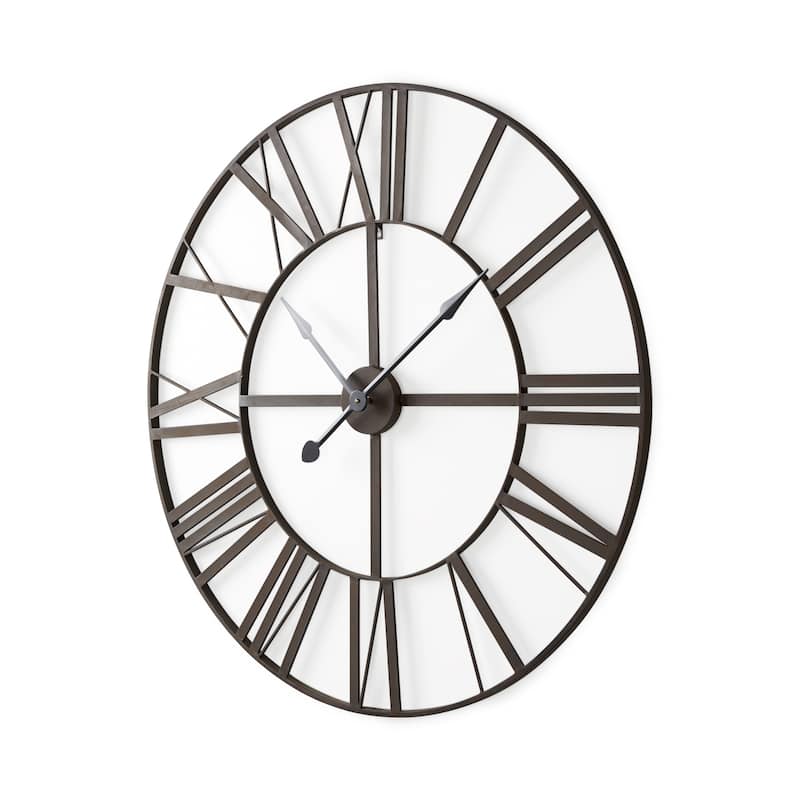 Pender Matte Black Iron 40" Round Wall Clock - 39.9"W x 2.3"D x 39.9"H - 39.9"W x 2.3"D x 39.9"H - Black