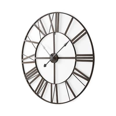 Pender Matte Black Iron 40" Round Wall Clock - 39.9"W x 2.3"D x 39.9"H