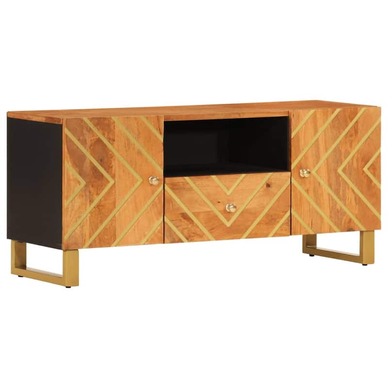 vidaXL TV Cabinet Brown and Black Solid mango wood, MDF, iron - 41.3 x 13.2 x 18.1 in