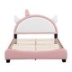 preview thumbnail 2 of 8, Full size Upholstered Platform Bed with Unicorn Shape Headboard and Footboard