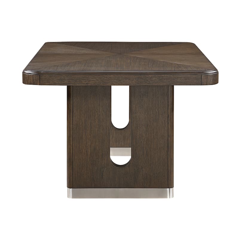 Contemporary Aesthetic Dining Set Extendable Table with Chairs Upholstered Beige Brown Furniture
